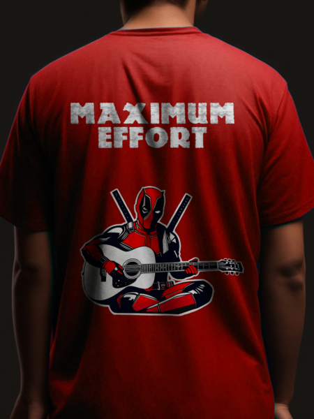 Deadpool playing guitar roundneck tshirt